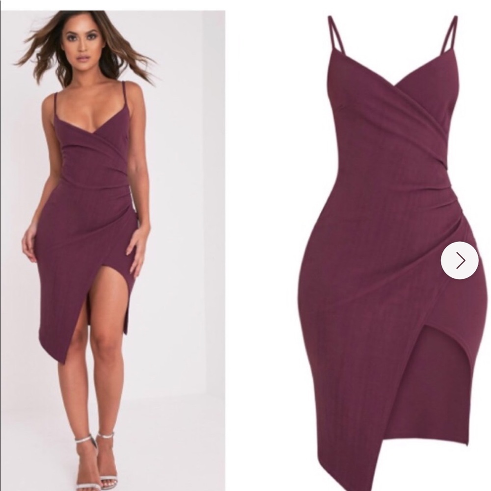 Prettylittlething Crepe Wrap Dress NWT